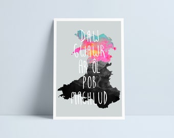 Daw gwawr ar ôl pob machlud print door Niki Pilkington / Wales Welsh kaart zonsondergang
