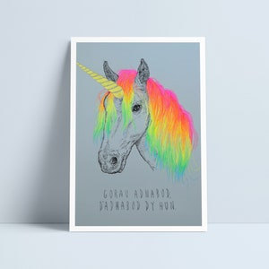 LARGE Welsh Rainbow Unicorn by Niki Pilkington image 1