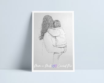 Mam a Mab, Cariad Pur von Niki Pilkington / Mam ai phlentyn, Mutter und Sohn walisischer Druck