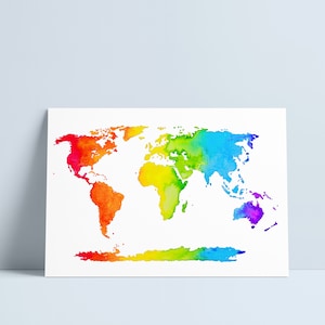 Rainbow World mapa impreso por Niki Pilkington / orgullo arte colorido