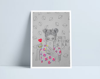 Caru ti i&#39;r lleuad ac yn ol print by Niki Pilkington / Welsh Wales art best friends