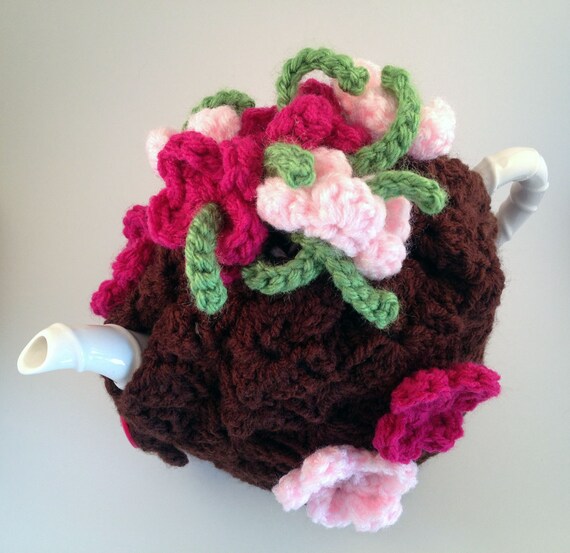 Items similar to Crochet Teapot Cozy Tea Cozy Chocolate base with