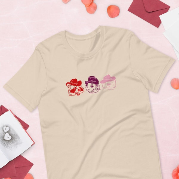 Kuhpal-Trio in rosa | valentinstag | opossum | Waschbär | Frosch | possum | Kurzärmeliges Unisex-T-Shirt