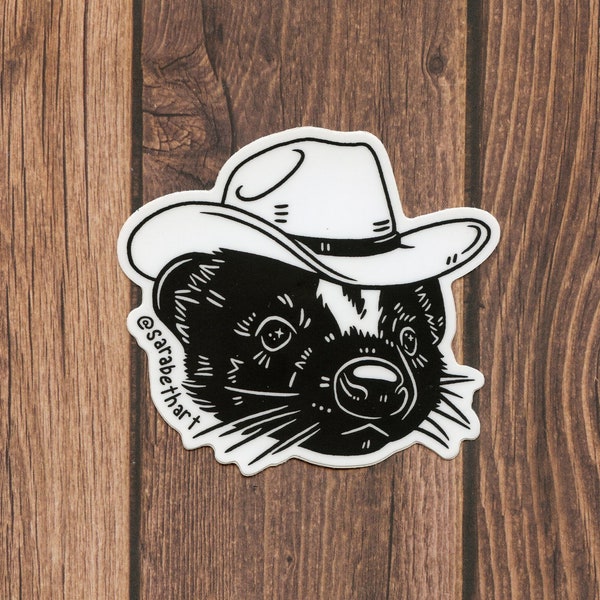 Skunk Cowboy sticker | be rootin be tootin be shootin | cowboy sticker | skunk sticker | cowboy gift | cowgirl sticker