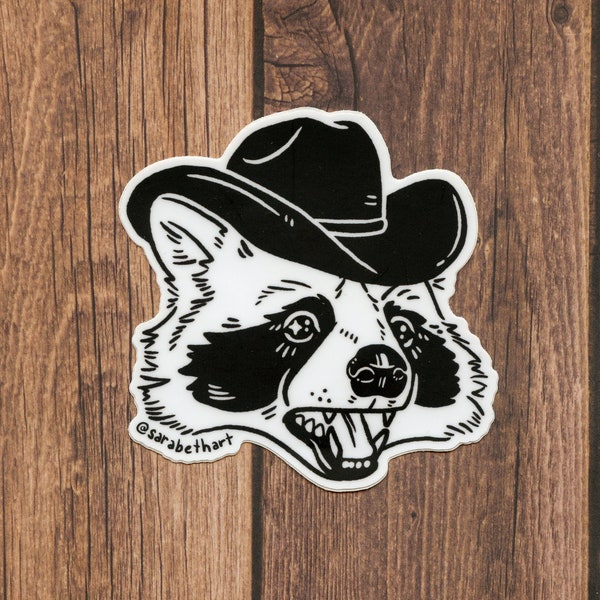 Raccoon Cowboy sticker | live fast eat trash | cowboy sticker | raccoon sticker | cowboy gift | cowgirl sticker