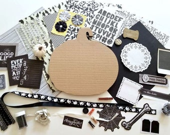 Kit de artesanato de Halloween, artesanato de abóbora, kit de artesanato de outono, abóbora de Halloween, kit de scrapbook de Halloween, Destash de Halloween, abóbora decorada, kit