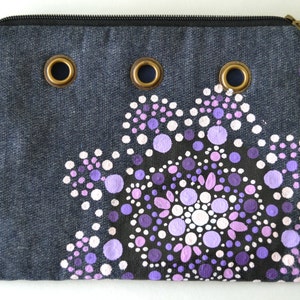 Zipper Bag, Cosmetic Bag, Clutch, Small Purse, Pencil Bag, Makeup Bag, Painted Pencil Bag, Painted Cosmetic Bag, Pretty Pencil Case, Mandala