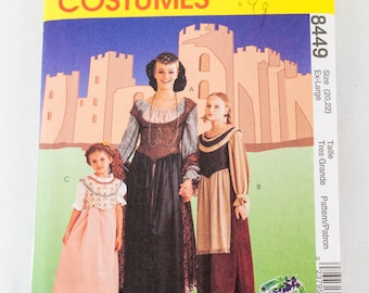 Princess Maiden Renaissance Fair Theater Plus Size 20-22 Gown Veil Cosplay Sewing Pattern McCalls 8449 Costume