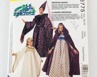 Renaissance Magician Princess Theater Gown Dress Cape Size Large Uncut Pattern Cosplay Chest 38 40 McCalls 6775