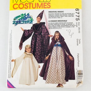 Vestido de teatro de princesa mágico renascentista, capa tamanho grande, padrão sem cortes, cosplay, peito 38 40 mccalls 6775