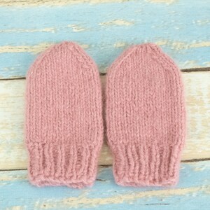 100 Percent Cashmere Baby Mittens  Mitts With No Thumbs Dusty Rose Color Hand Knit 4.5 inches long x 2 inches wide