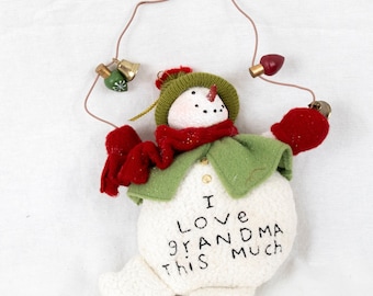 Plush I Love Grandma This Much Christmas Ornament Snowman