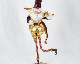 Mark Roberts Fairy Santa Jingle Bell Body Metal Wings French Horn