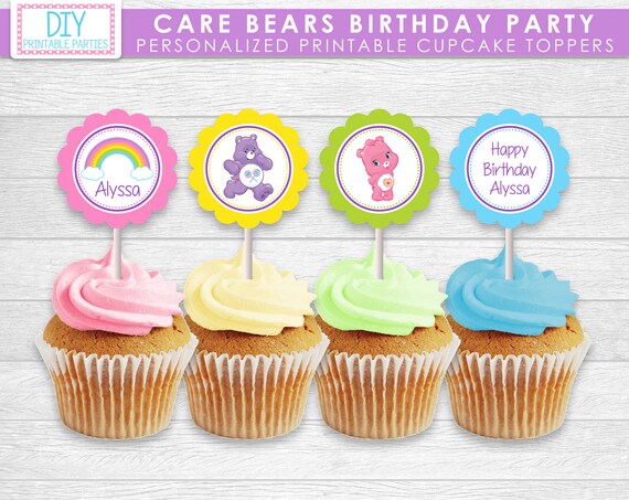 Printable Diy Care Bears Theme Personalized Happy Birthday Etsy