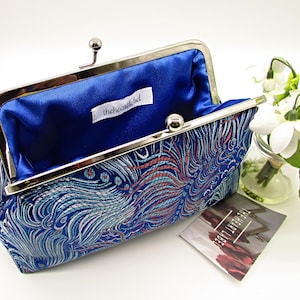 Blue Peacock Clutch Bag, Wedding Clutch Bag, Blue Peacock Feathers Clutch Purse, Handmade Clutch, Ladies Gifts, Evening Clutch, Gift For Her