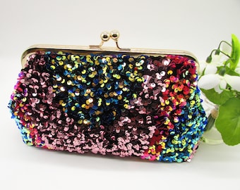 Multicolor Sequin Clutch: Handmade Party Evening Bag