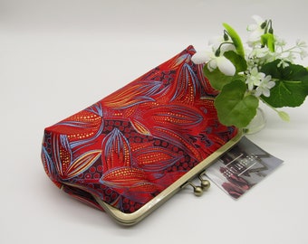 Handmade Red Floral Clutch Purse: Wedding Evening Bag