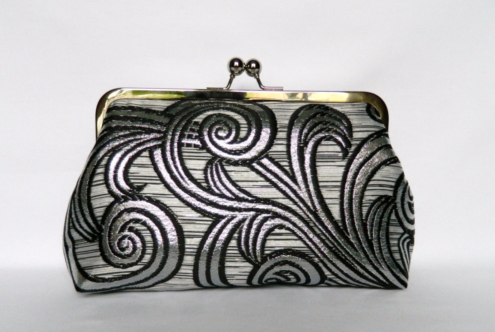 Metallic Silver and Black Clutch Bag Metallic Silver Clutch Etsy UK
