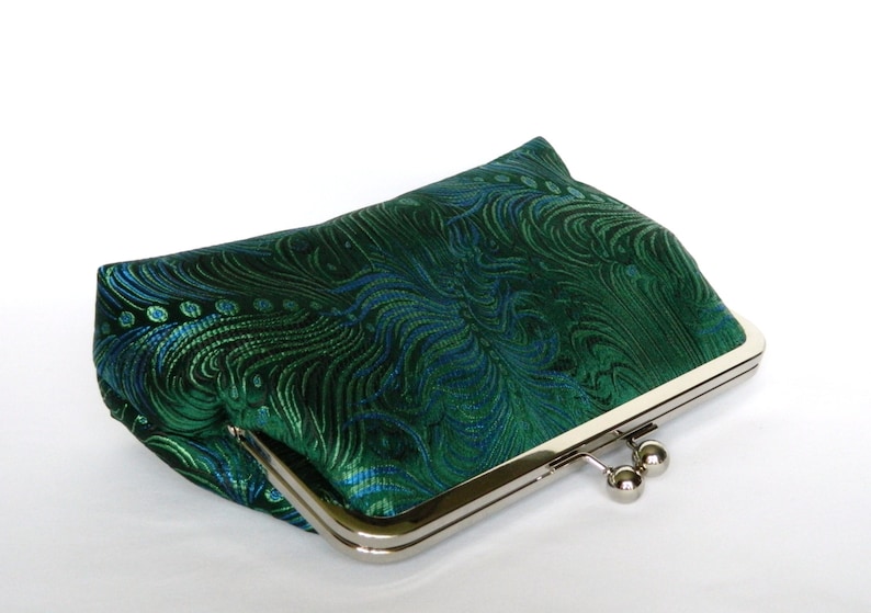 Green Peacock Clutch Bag, Green Wedding Clutch Bag, Clutch Purses for Women, Handmade Clutch Bag, Ladies Gifts, Green Evening Clutch image 4