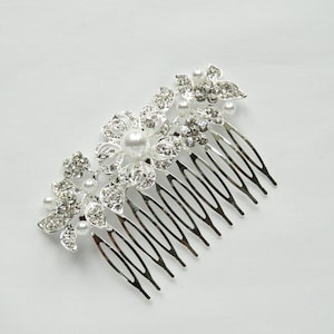 Floral Design Bridal Hair Accessories, Crystal Plated Bridal Hair Accessories, Wedding Hair Accessories, Bridal Hair Comb, Brides Hair Comb
