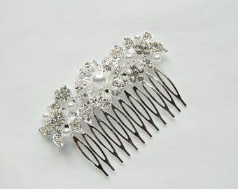 Floral Design Bridal Hair Accessories, Crystal Plated Bridal Hair Accessories, Wedding Hair Accessories, Bridal Hair Comb, Brides Hair Comb