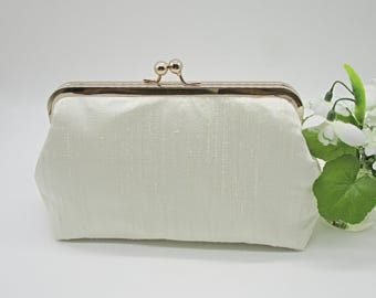 Handmade Cream Silk Bridal Clutch: Wedding Purse