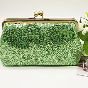 Lime Green Sequin Clutch, Ladies Sequin Clutch, Wedding Clutch, Evening Sequin Clutch, Ladies Gift,  Bridesmaids Clutch, Green Sequin Bag