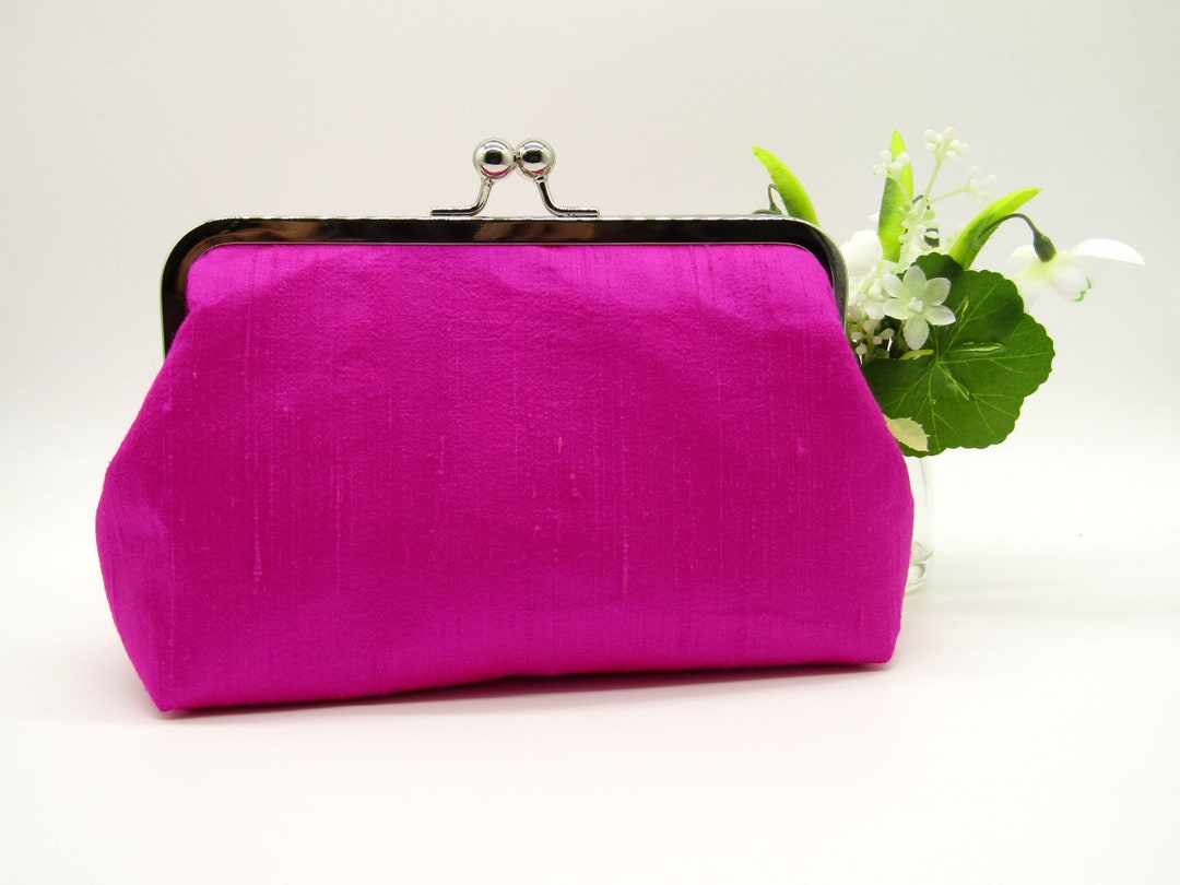 Fuschia Pink Clutch Silk Clutch Bridal Clutch Fuschia Pink Etsy