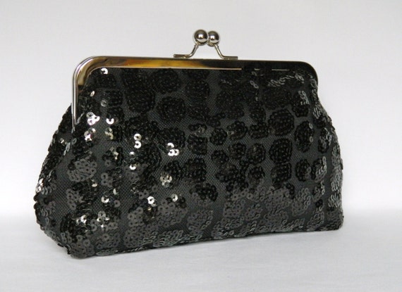 black sequin clutch purse