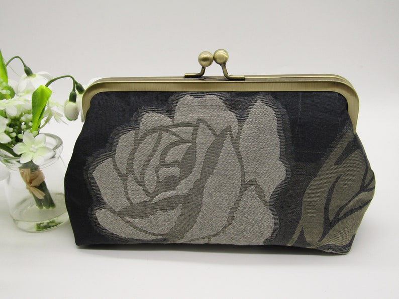 Women's Organza and Silk Floral Clutch Bag, Floral Clutch Bag, Wedding Clutch Bag, Evening Clutch Bag, Ladies Gifts, Handmade Clutch Bag image 2