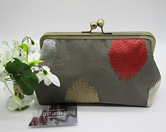 Olive Silk Clutch Bag, Embroidered Olive Silk Clutch Purse, Wedding Clutch Bag, Evening Clutch Bag, Handmade Clutch Bag, Ladies Gift