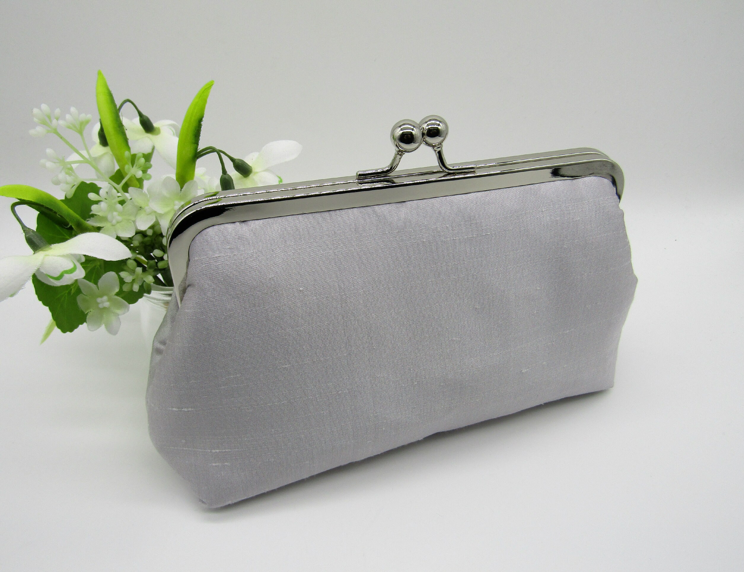 Light Grey Clutch Bag Silk Clutch Bridal Clutch Grey and Etsy UK