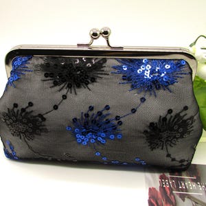Black and Blue Sequin Clutch, Sequin Clutch Bag, Wedding Clutch, Evening Sequin Clutch, Bridal Sequin Clutch, Ladies Clutch Purse
