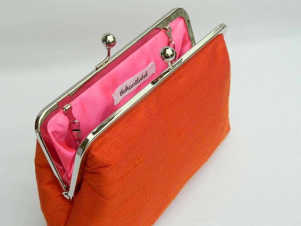 Orange Clutch Clutch Purse Orange Silk ClutchOrange Bridal Etsy