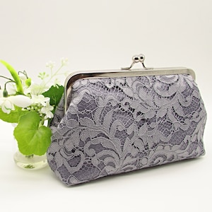 Grey Lace Clutch Bag – Elegant Wedding Purse, Bridal or Mother of the Bride Clutch, Handmade Lace Evening Bag, Gift for Her