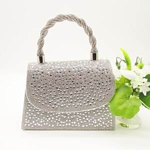 Silber Braut Clutch Tasche, Strass Hochzeit Tasche Silber Dinner Bag, Hochzeit Clutch, Abend-Party Tasche, Damen Handtasche, Bankett Stilvolle Tasche