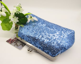 Ice Blue Sequin Clutch, Ladies Sequin Clutch, Wedding Clutch, Evening Sequin Clutch, Bridal Sequin Clutch, Ladies Gift,  Bridesmaids Clutch