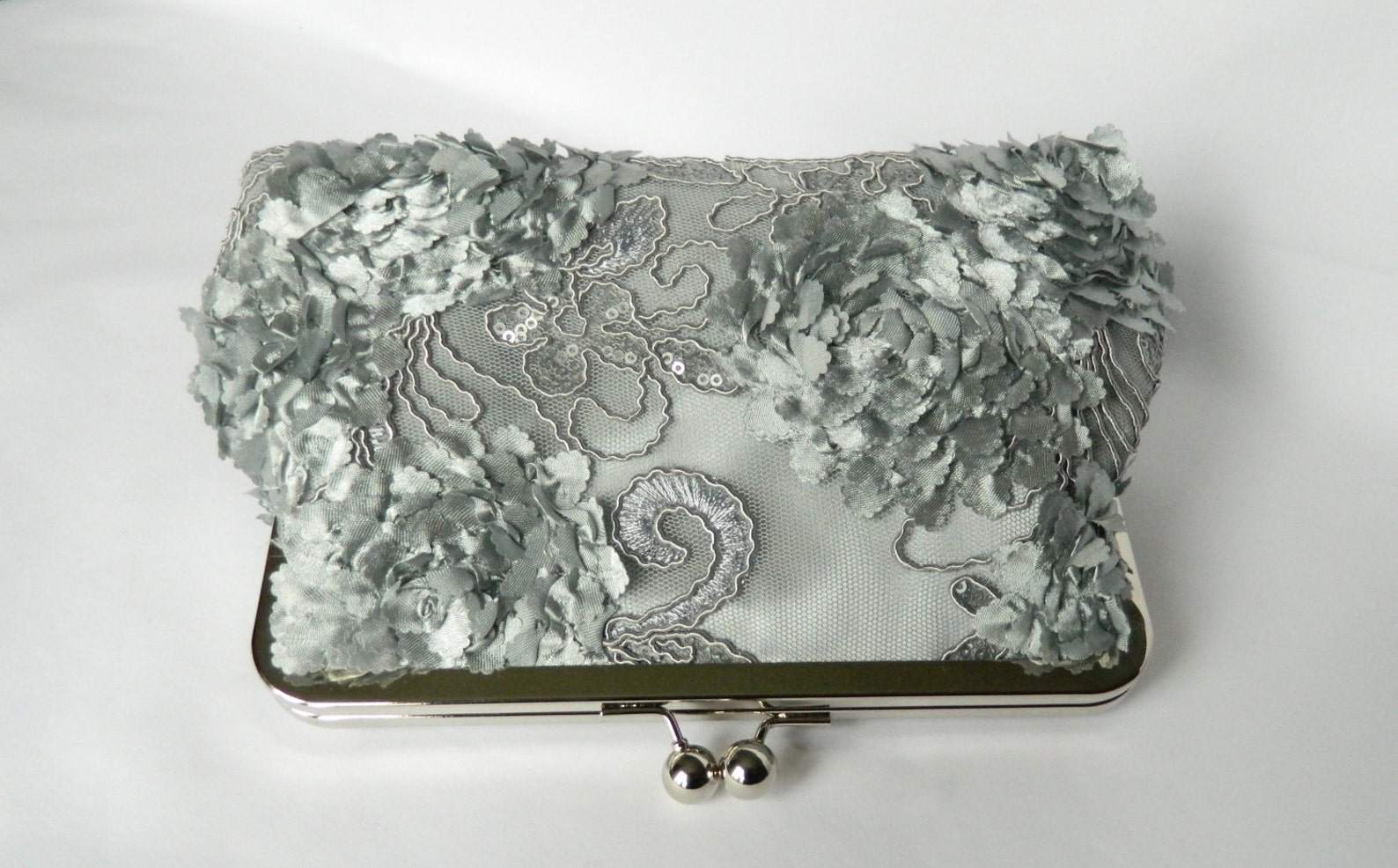 Bridal Clutch Mother of Bride Clutch Mint Grey Lace and Etsy UK