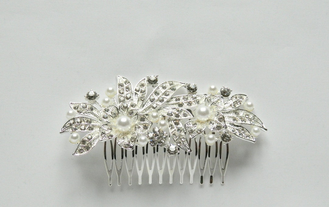 Floral Design Bridal Hair Accessories Crystal Plated Bridal Etsy