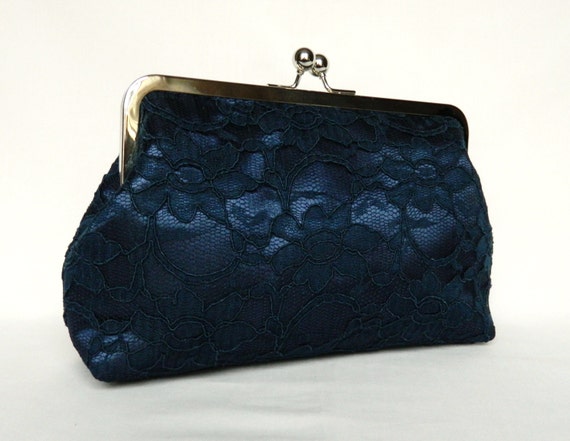 Navy Evening Bag Navy Clutch Bag Leather Clutch Bag 