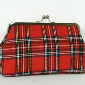 Tartan Plaid Clutch Purse, Framed Clutch Purse, Ladies Gift, Clutch Purse, Red Tartan Clutch Purse,  Evening Clutch, Tartan Bag