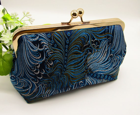 Women's Clutch Purse with Traditional Indian Embroidery in Peacock Colours  buy in Gurgaon