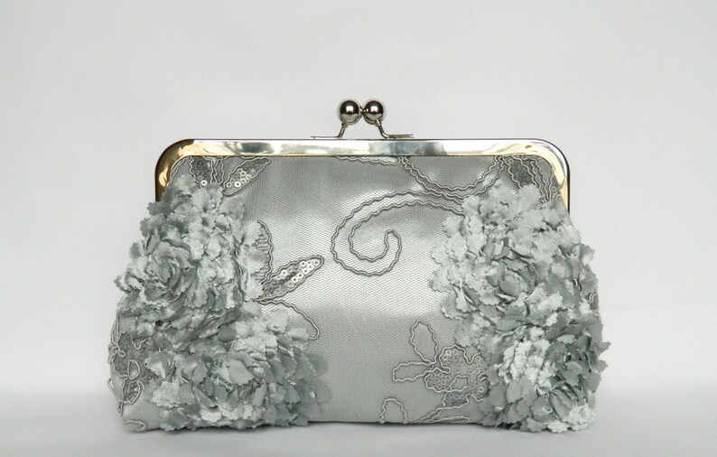 Bridal Clutch Mother of Bride Clutch Mint Grey Lace and Etsy UK