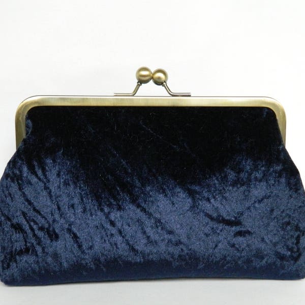 Velvet Clutch Purse, Navy Blue Velvet Clutch Bag, Clutch Purse, Wedding Clutch, Bridal Clutch, Mother of Bride Clutch, Sapphire Blue Clutch