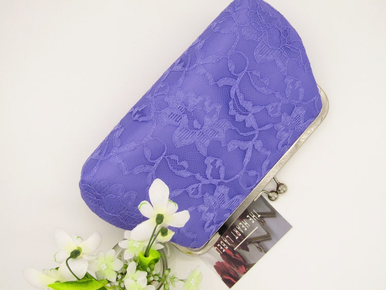 Purple clutches and evening bags - lilac lace bridal clutch