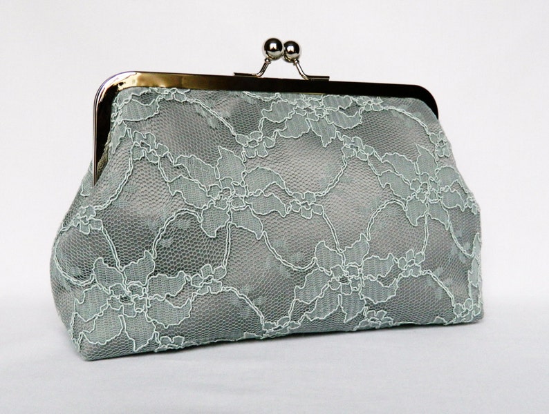 Mint Grey Bridal Lace Clutch Lace Clutch Mint Grey Wedding Etsy