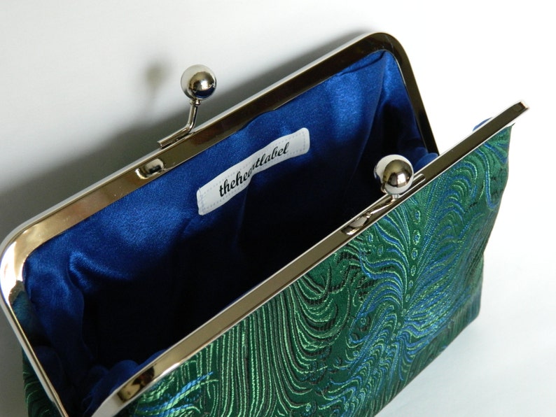 Green Peacock Clutch Bag, Green Wedding Clutch Bag, Clutch Purses for Women, Handmade Clutch Bag, Ladies Gifts, Green Evening Clutch image 5