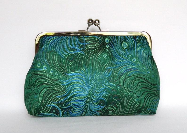 Green Peacock Clutch Bag, Green Wedding Clutch Bag, Clutch Purses for Women, Handmade Clutch Bag, Ladies Gifts, Green Evening Clutch image 3