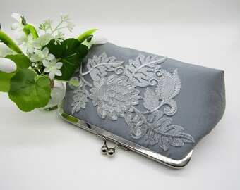 gray clutch purse