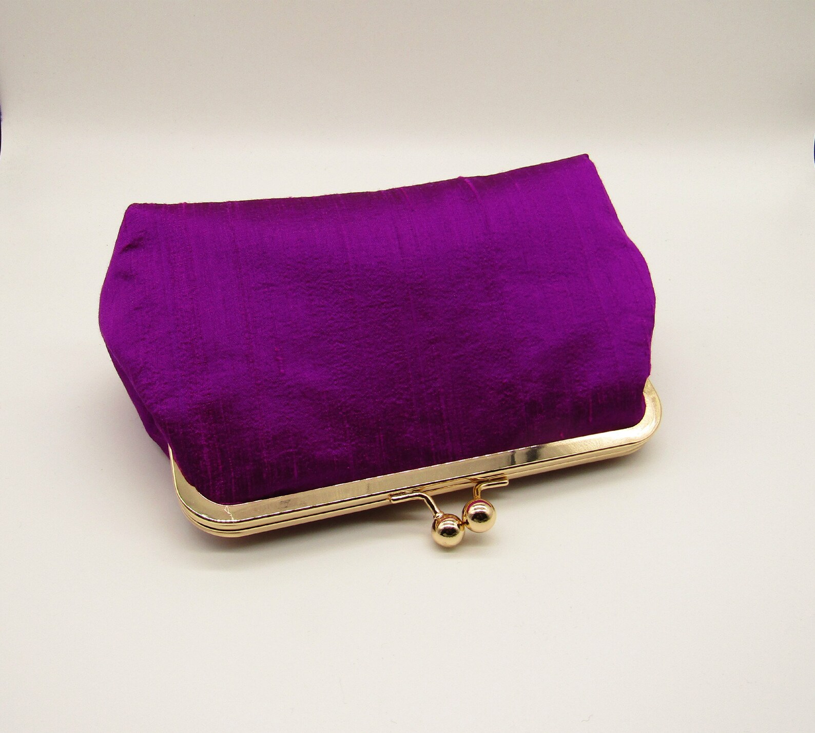 Magenta Silk Clutch with Gold Frame Silk Bridal Clutch Etsy